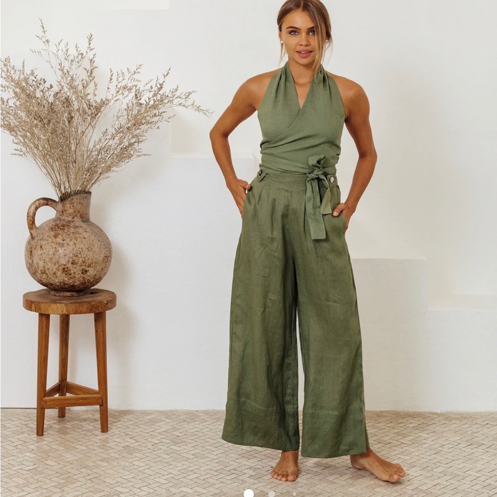 Free the Label Sage linen Monaco pants